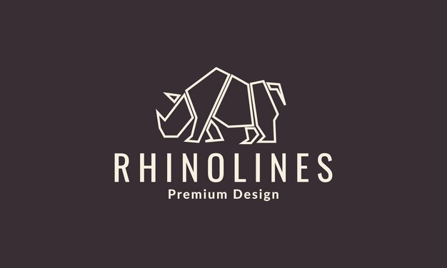 Animal rinoceronte líneas geométricas logo símbolo vector icono ilustración diseño gráfico