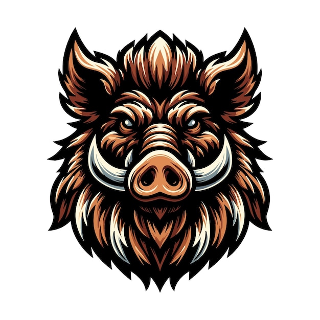 Vector animal salvaje cerdo jabalí cabeza de cerdo mascota diseño vectorial ilustración plantilla de logotipo