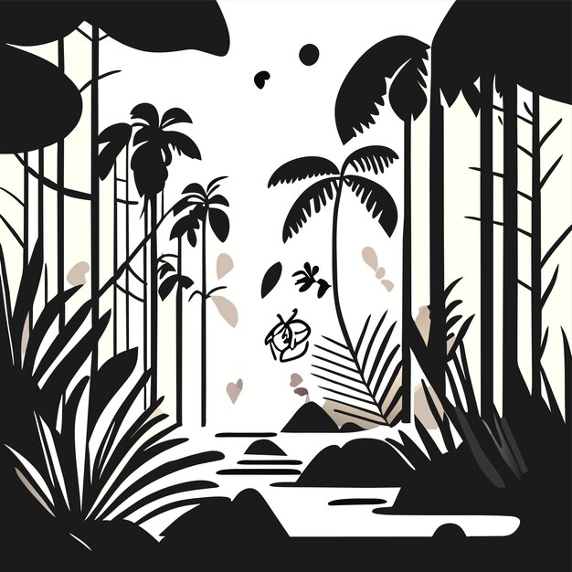 Vector animal de la selva bosque tropical dibujado a mano plano elegante pegatina de dibujos animados icono concepto aislado