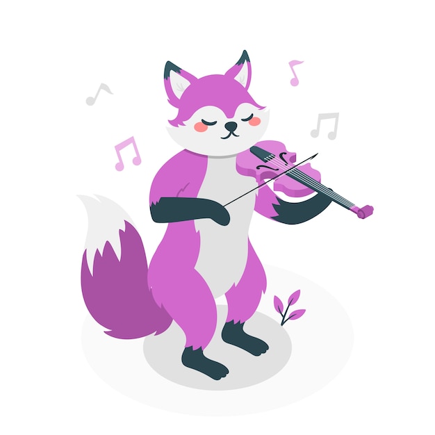 Animal tocando la ilustración del concepto de violín