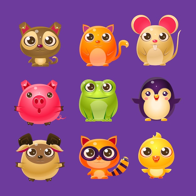 Vector animales adorables del bebé en diseño femenino