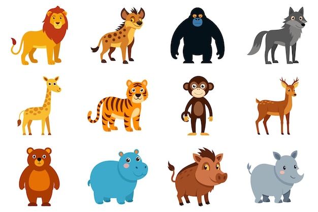 Animales africanos de dibujos animados para niños Vector de libros e ilustración