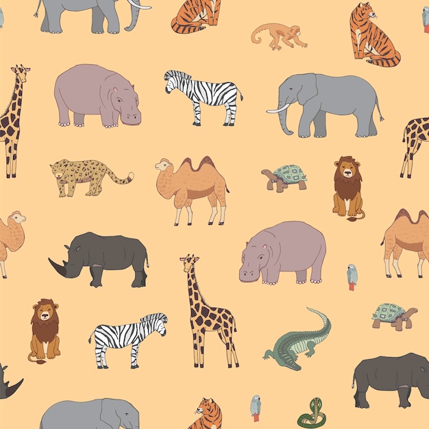 Animales africanos vector de patrones sin fisuras