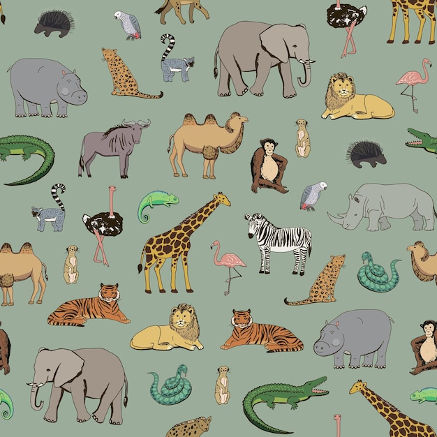 Animales africanos vector de patrones sin fisuras