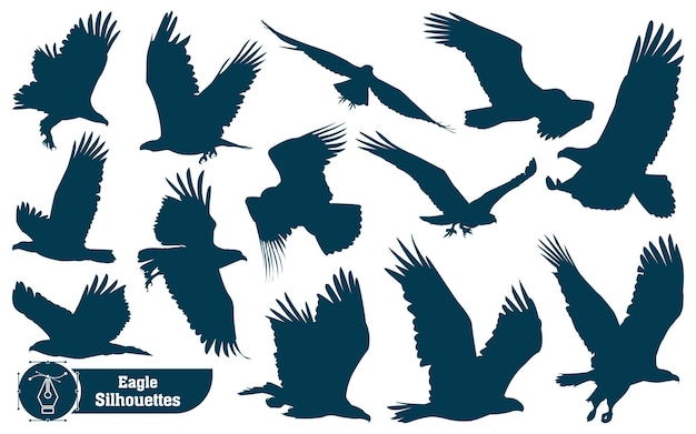 Animales Águila Siluetas Vector Ilustración