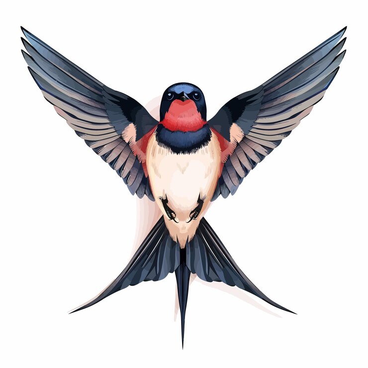 Vector animales aislados por el vector de la golondrina, vista de arriba