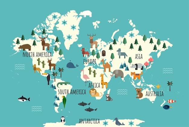 Vector animales alrededor del mundo