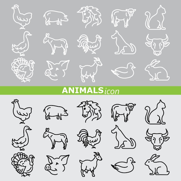 Animales conjunto de iconos.