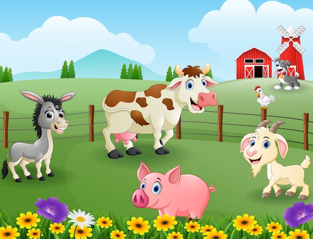 Los animales cultivan en las colinas