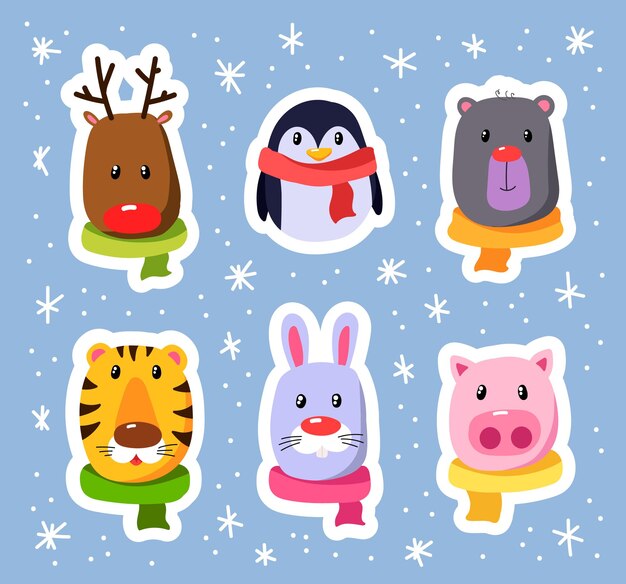 Animales de dibujos animados de invierno