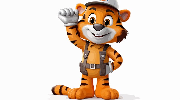 Vector animales de dibujos animados mascota del tigre plomero mecánico personaje
