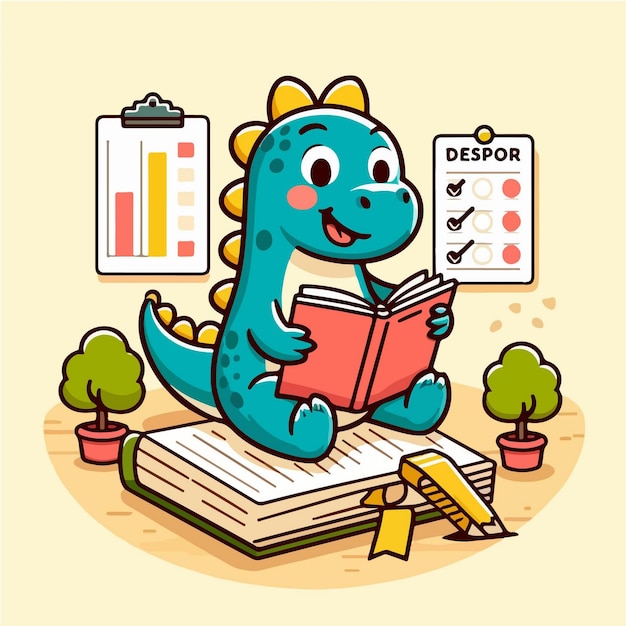 animales de dibujos animados vectoriales lindos leyendo una ilustración de libro