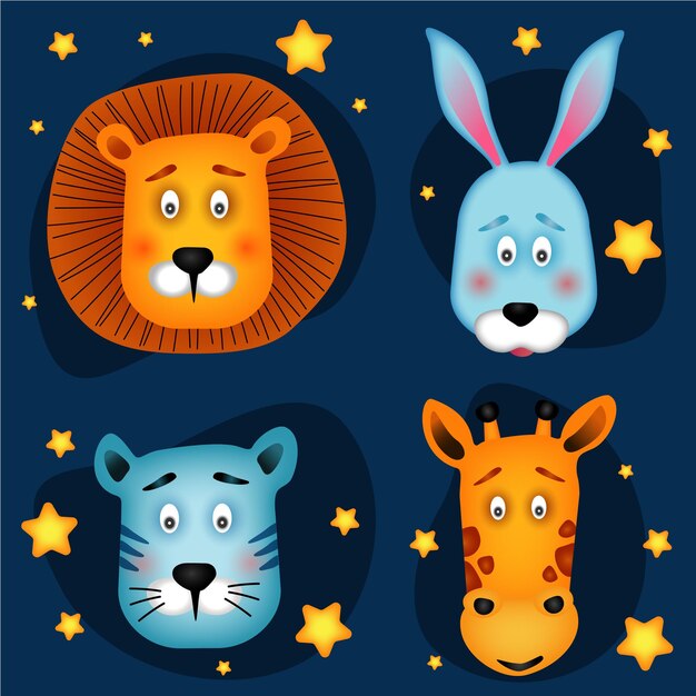 animales estrella noche patrón cama infantil