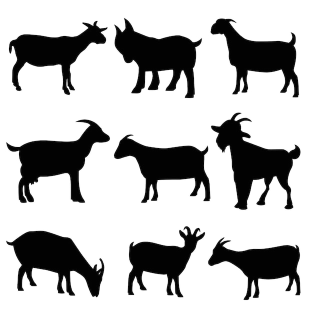 Animales de la granja conjunto vectorial ilustración cabra