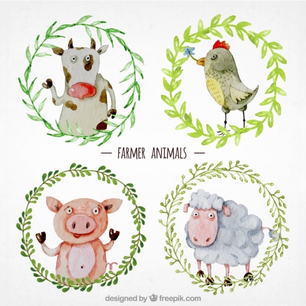 Animales de granja pintados a mano