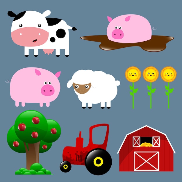 Vector animales de granja