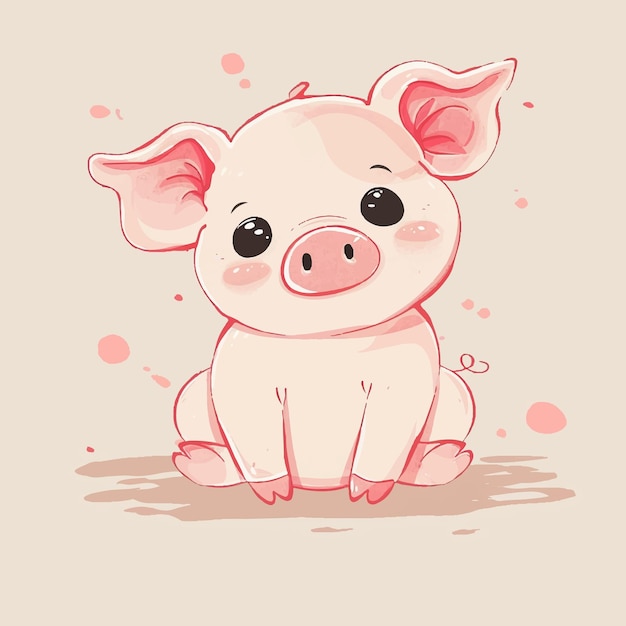 Animales ilustrados con iconos vectoriales de dibujos animados de cerdos bonitos