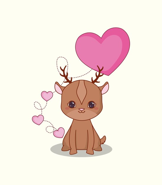 animales kawaii y diseño de amor
