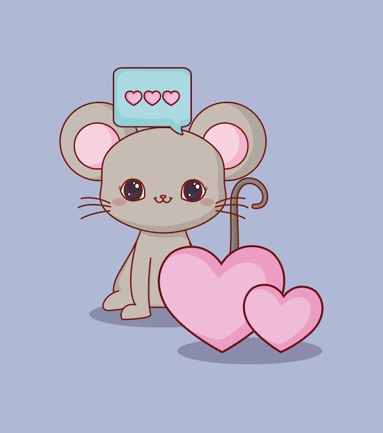 Vector animales kawaii y diseño de amor