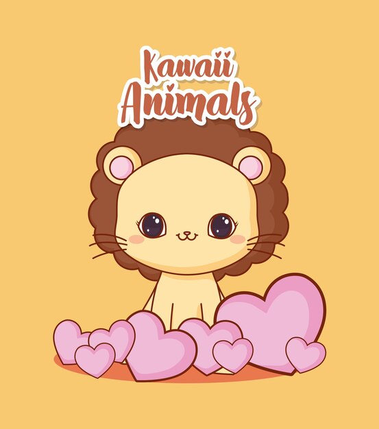 animales kawaii y diseño de amor
