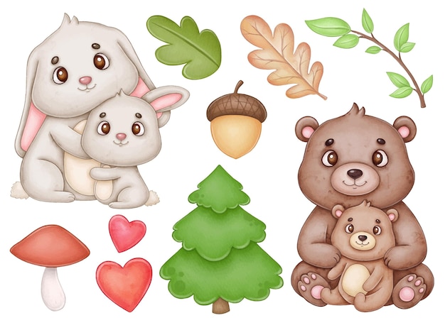 Animales lindos y clipart del bosque