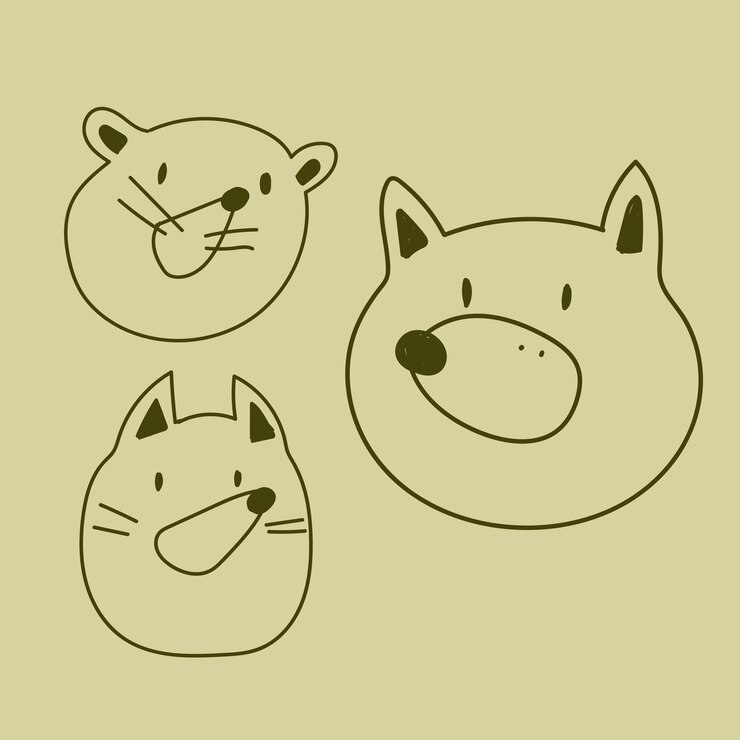 Animales lindos Un conjunto de ilustraciones Una colección de personajes en un estilo de línea