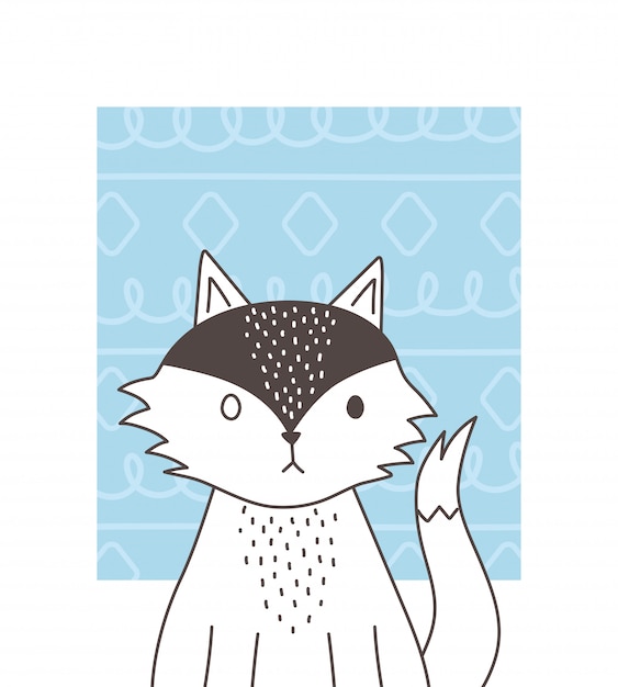 Animales lindos dibujo dibujos animados adorable pequeño zorro sentado