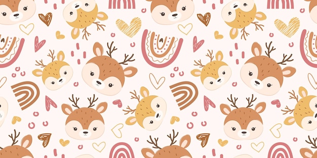 Animales lindos y divertidos patrones sin costuras y papel tapiz