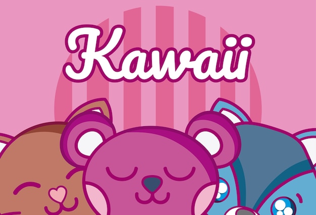 Animales lindos y encantadores dibujos animados kawaii