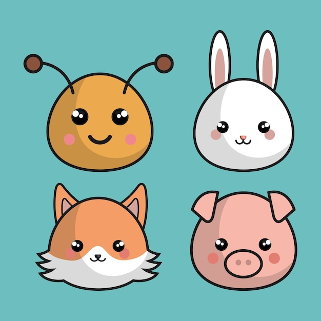 animales lindos estilo kawaii