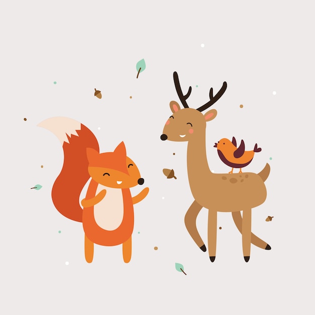 Animales lindos mejor amigo ilustración vectorial