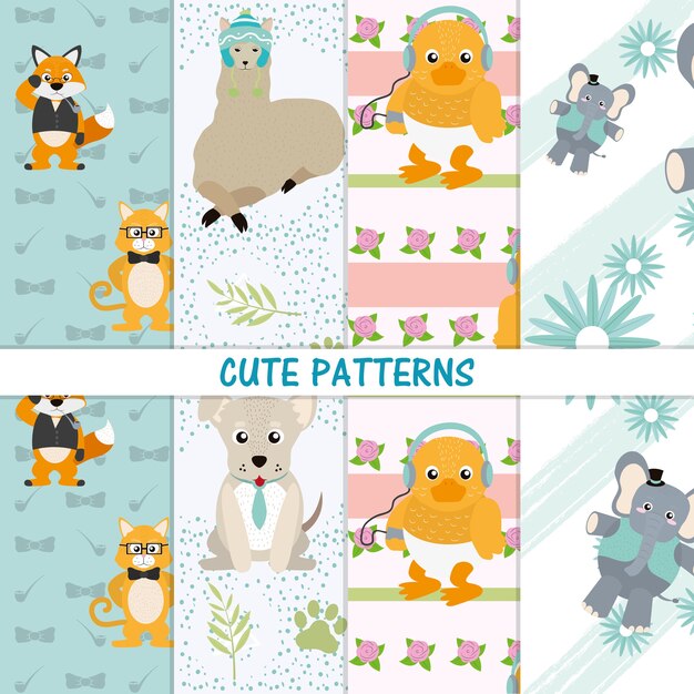 Los animales lindos modelan diseño gráfico del ejemplo del vector