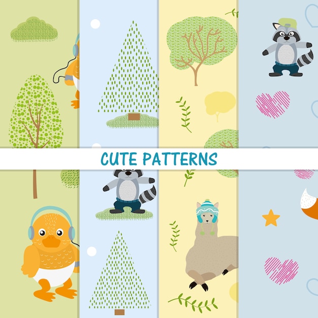 Los animales lindos modelan diseño gráfico del ejemplo del vector
