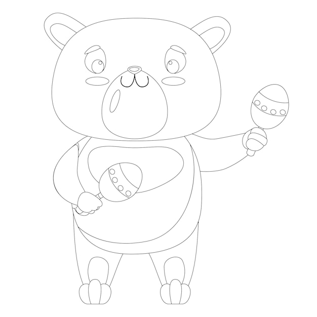 Animales lindos Páginas para colorear para niños con instrumento musical vector premium imprimible