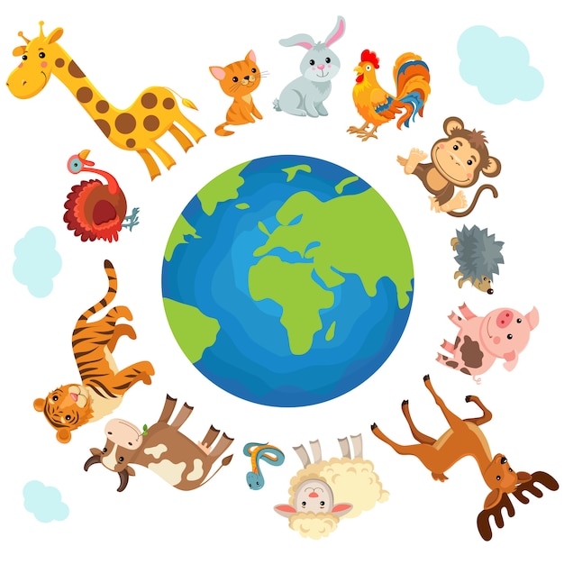 Animales lindos en el planeta. Protección de la tierra.
