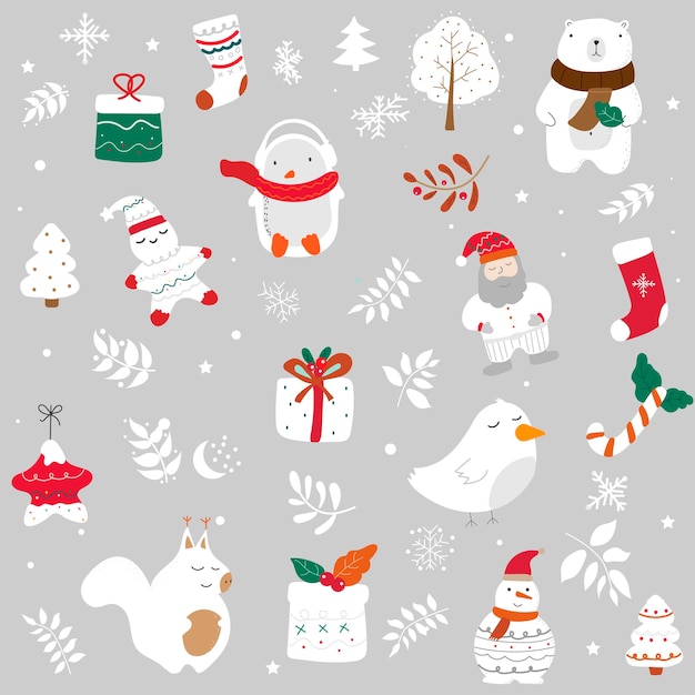 Animales lindos Set de Navidad Animales y otros elementos Deco
