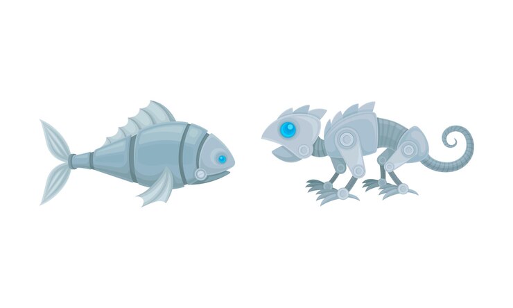 Vector animales mecánicos ensamblados a partir de piezas metálicas