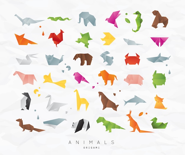 Animales origami set color