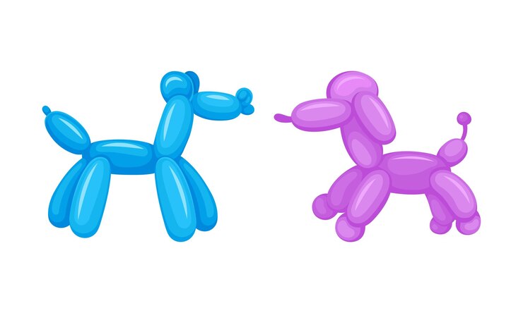 Vector animales de perro caniche bonitos hechos de globos inflables ilustrados por vectores de dibujos animados