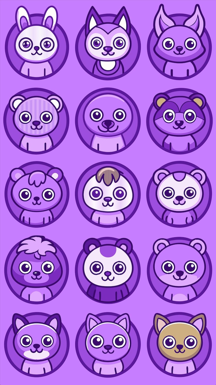 Vector los animales púrpuras en el púrpura