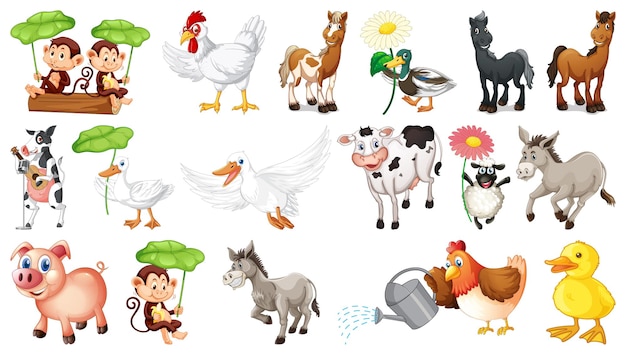 Vector animales salvajes en el fondo blanco