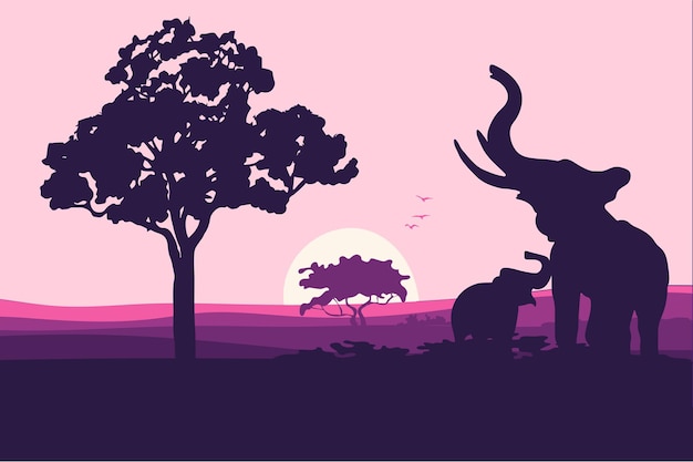 Animales salvajes Ilustración vectorial de diseño de vida salvaje