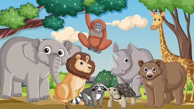 Animales salvajes que vagan libremente por el bosque
