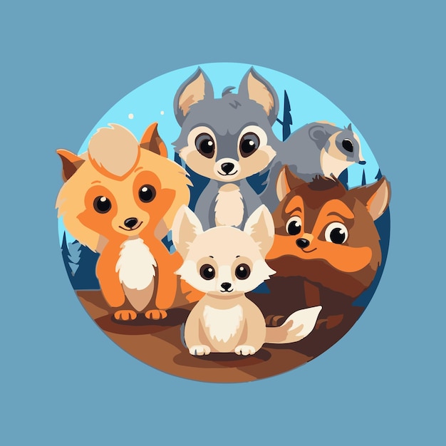 Vector animales simpáticos y vectores