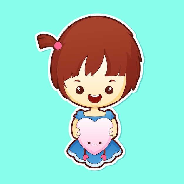 Vector anime dibujado a mano de la chica kawaii ilustración