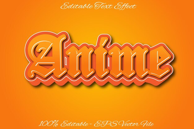 Anime efecto de texto editable diseño de estilo de relieve 3d