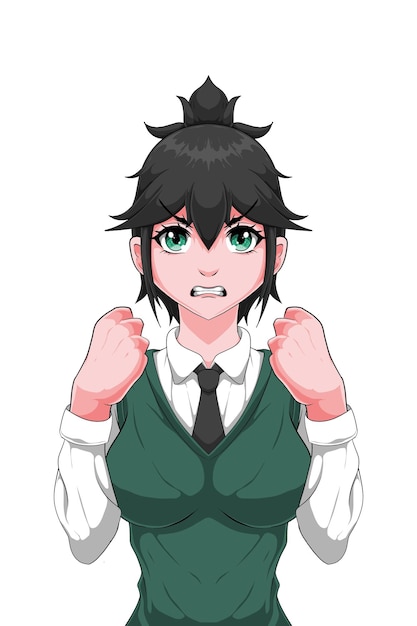 anime hermosa estudiante posa