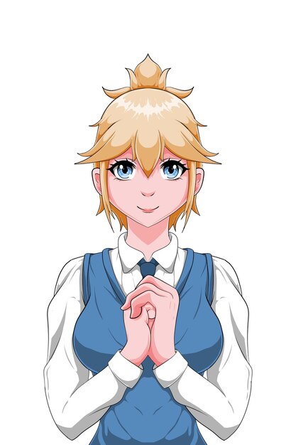anime hermosa estudiante posa