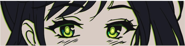 Vector anime manga ojos verdes de cerca