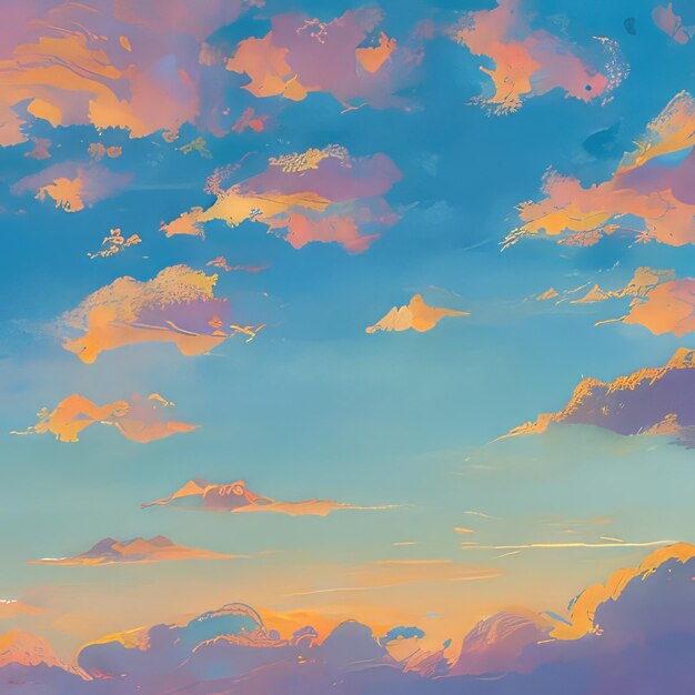 Anime Pastel Dream Fondo de cielo pastel pintado a mano